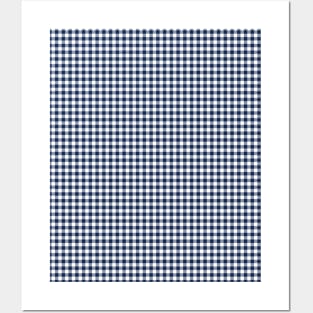 Gingham Checkered Buffalo Plaid Navy Blue and White Pattern Posters and Art